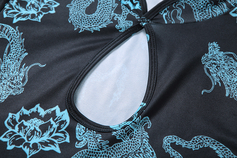 Fashion Women's Wear Round Neck Hollow-out Short Sleeve Slim Dress