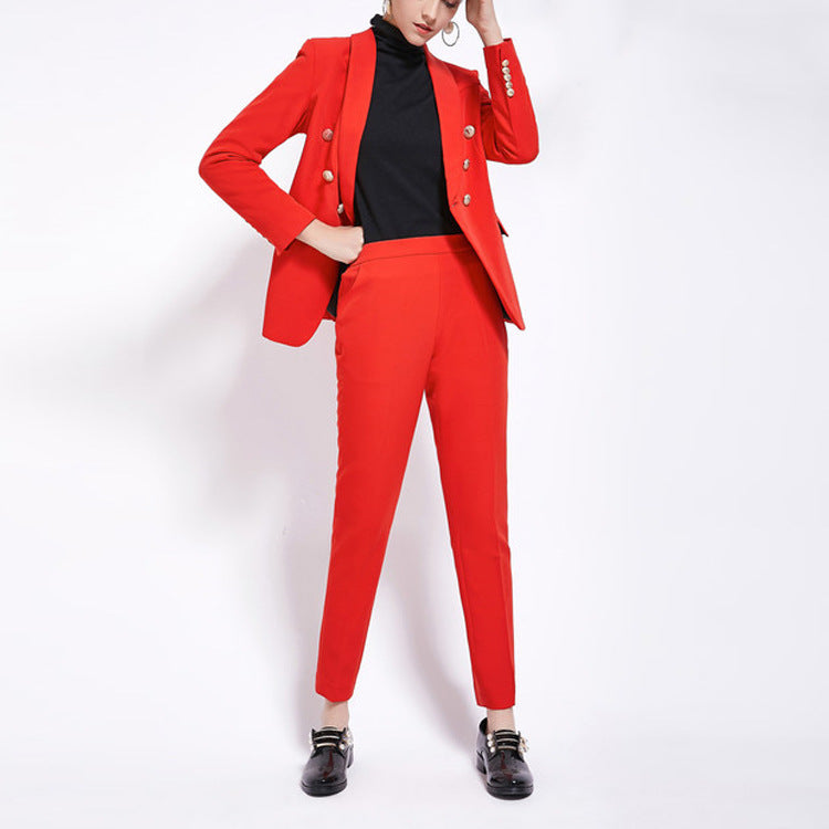 European And American Spring And Autumn Mid-length Slim Commuter Suit Women