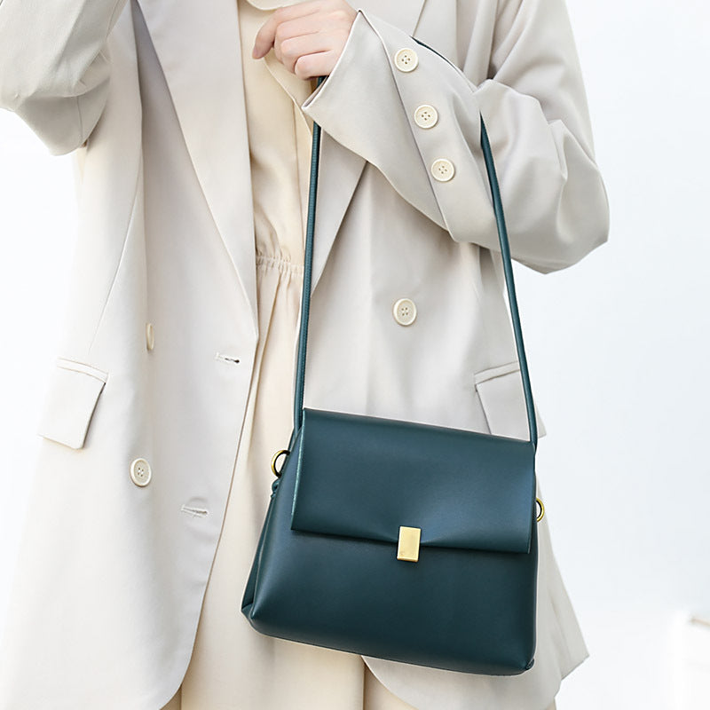 Fashion Soft Leather Shoulder Bag Double Flap Crossbody Female Bag