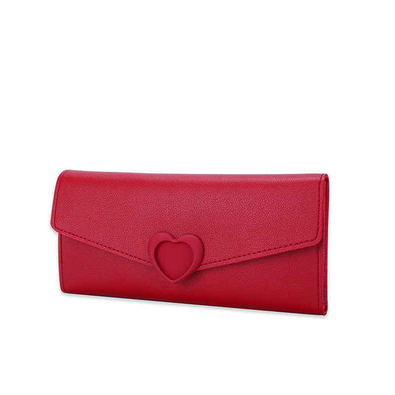New ladies wallet Love Simple and stylish large capacity multi-card buckle wallet