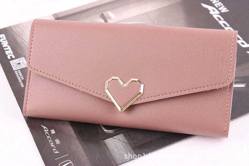 New ladies wallet Love Simple and stylish large capacity multi-card buckle wallet