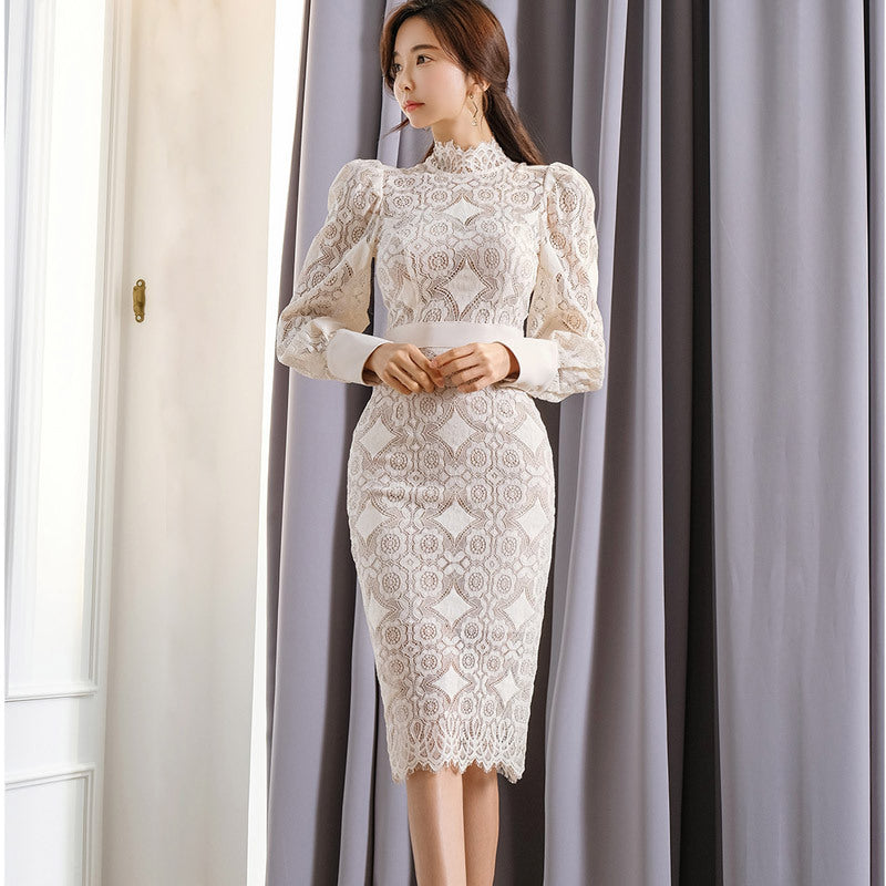 Lace Mid-length Bag Hip Pencil Skirt
