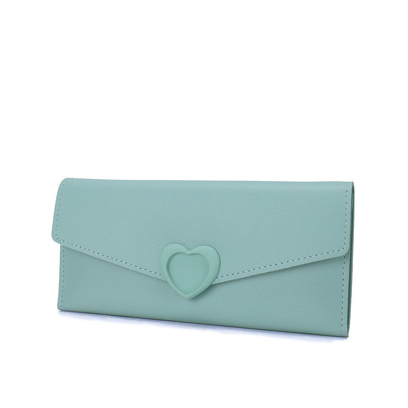 New ladies wallet Love Simple and stylish large capacity multi-card buckle wallet