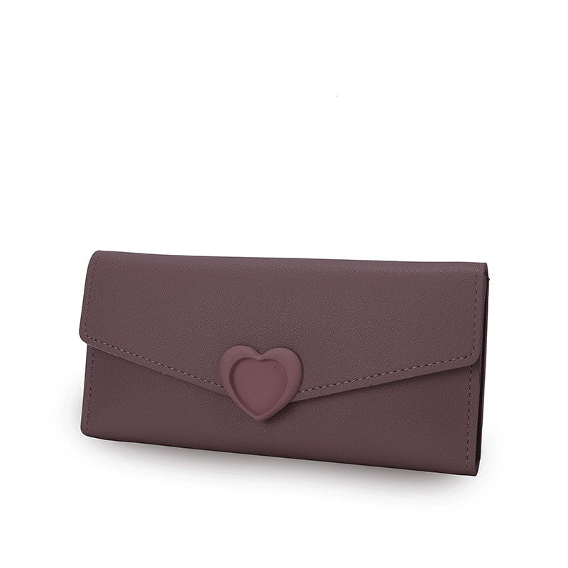 New ladies wallet Love Simple and stylish large capacity multi-card buckle wallet