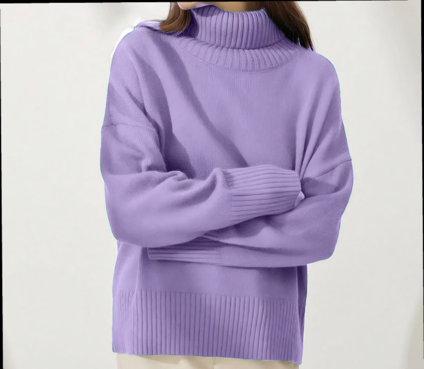 Soft And Comfortable High Polo Collar Solid Color Pullover