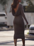 Backless Long-sleeved Bodycon Dress