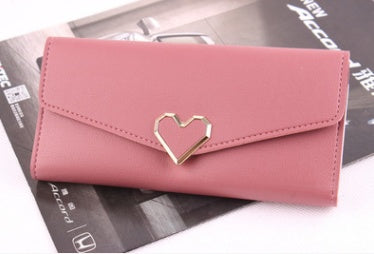New ladies wallet Love Simple and stylish large capacity multi-card buckle wallet