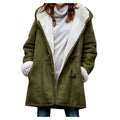 Winter Button Coat Fashion Warm Hooded Jacket With Pockets Women's Clothing