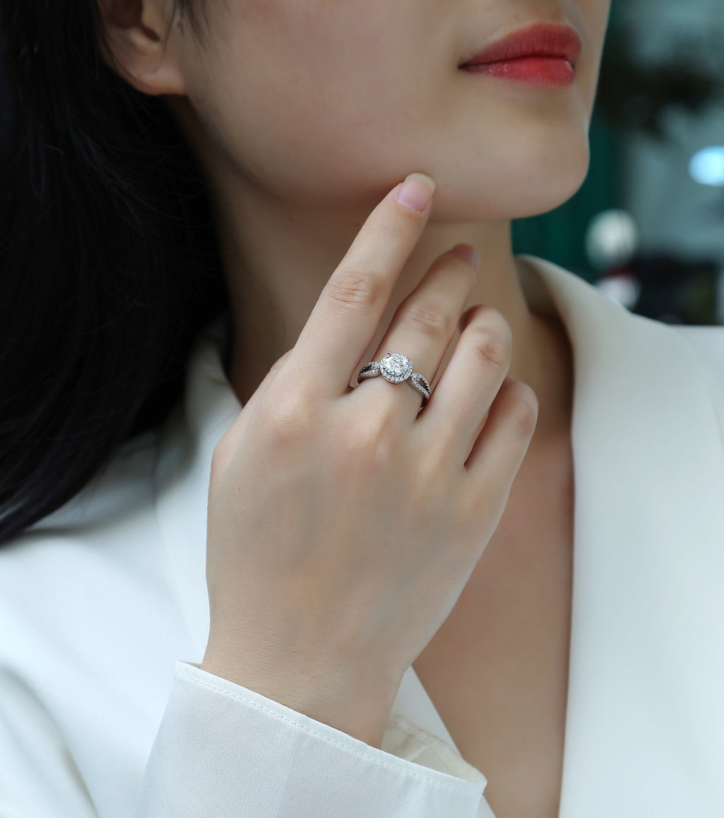 Know Your Heart - A 1-carat Top-quality Moissanite S925 Silver Platinum-plated Diamond Wedding Ring Can Be Tested With A Diamond Pen