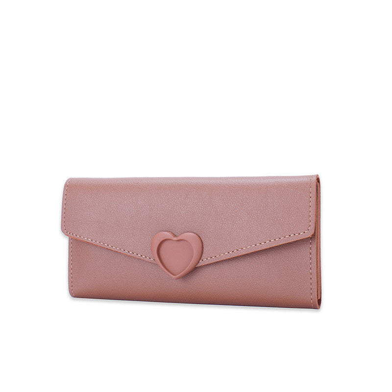 New ladies wallet Love Simple and stylish large capacity multi-card buckle wallet