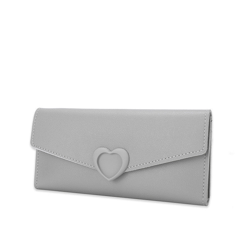 New ladies wallet Love Simple and stylish large capacity multi-card buckle wallet