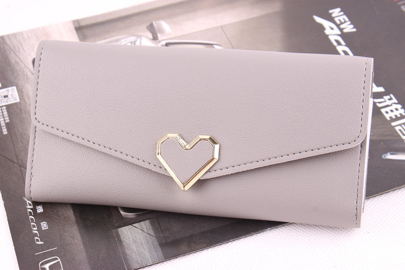 New ladies wallet Love Simple and stylish large capacity multi-card buckle wallet