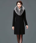 High quality fur collared women's wool coat