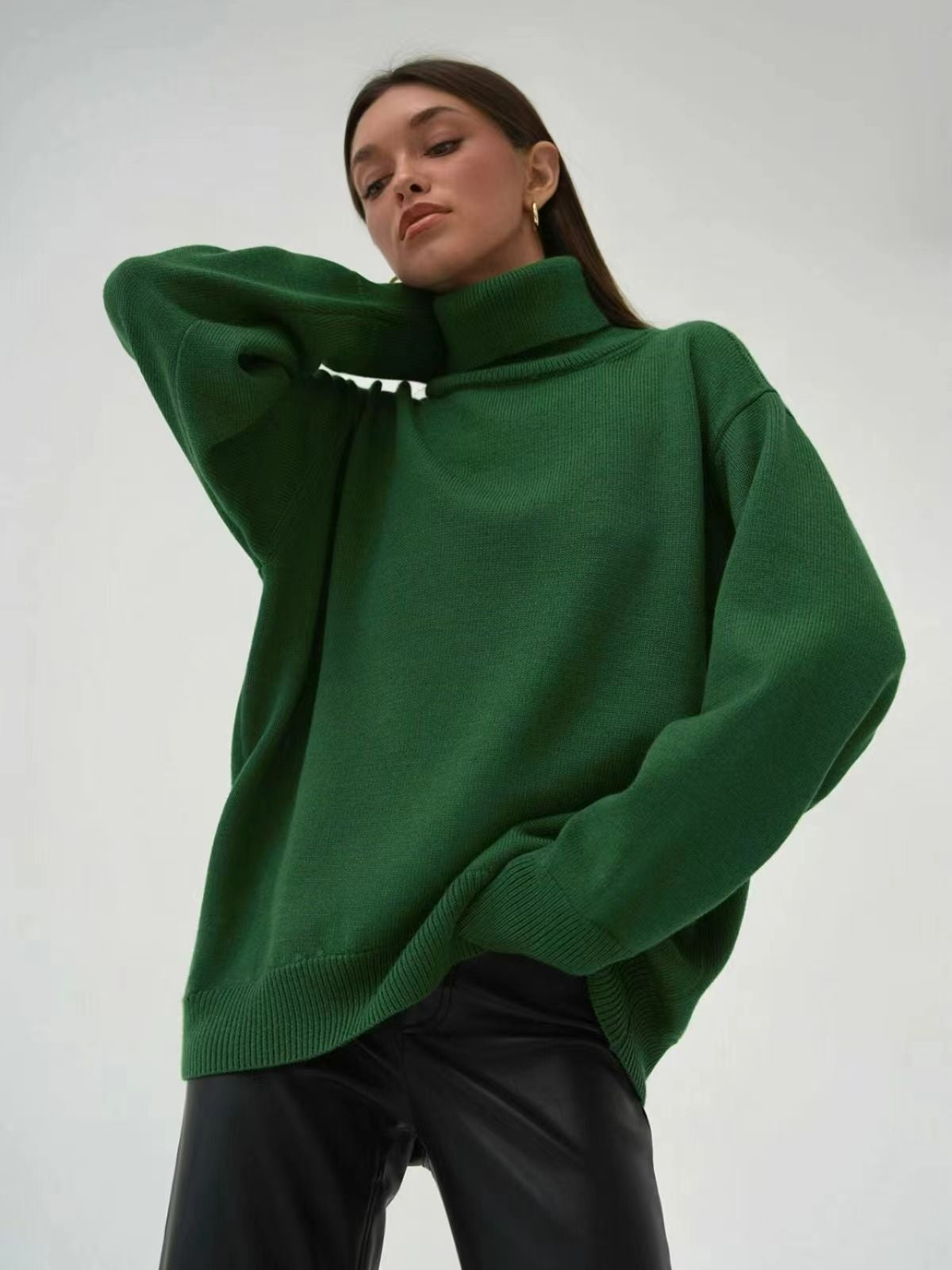 Soft And Comfortable High Polo Collar Solid Color Pullover