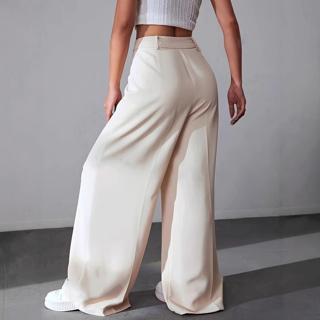 European And American New Women's Trousers Solid Color Casual Straight Pants
