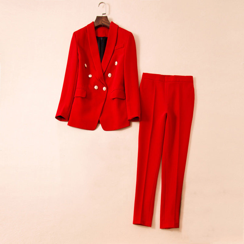 European And American Spring And Autumn Mid-length Slim Commuter Suit Women