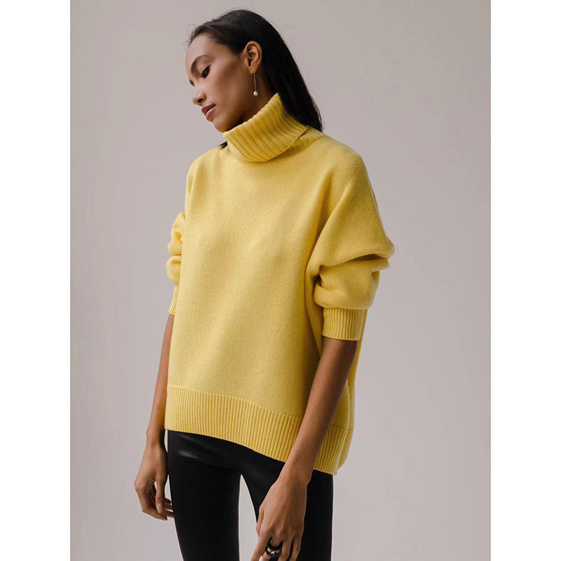 Soft And Comfortable High Polo Collar Solid Color Pullover