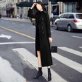 Solid Color Wool Coat Women's Long Slim Knee-length Padded Thick Wool Overcoat
