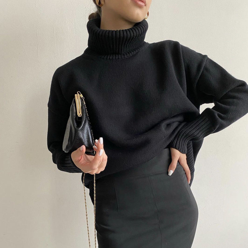 Women's Loose Casual Solid Color Turtleneck Sweater