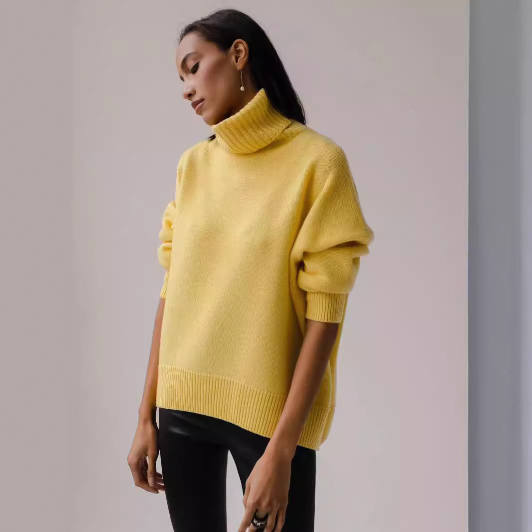 Soft And Comfortable High Polo Collar Solid Color Pullover