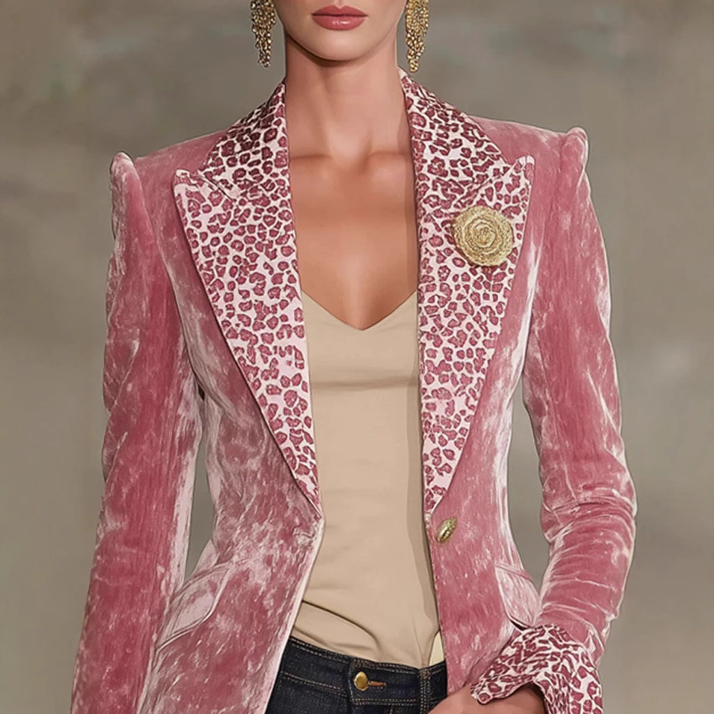 Long-sleeve Lapel Digital Print Top Small Suit