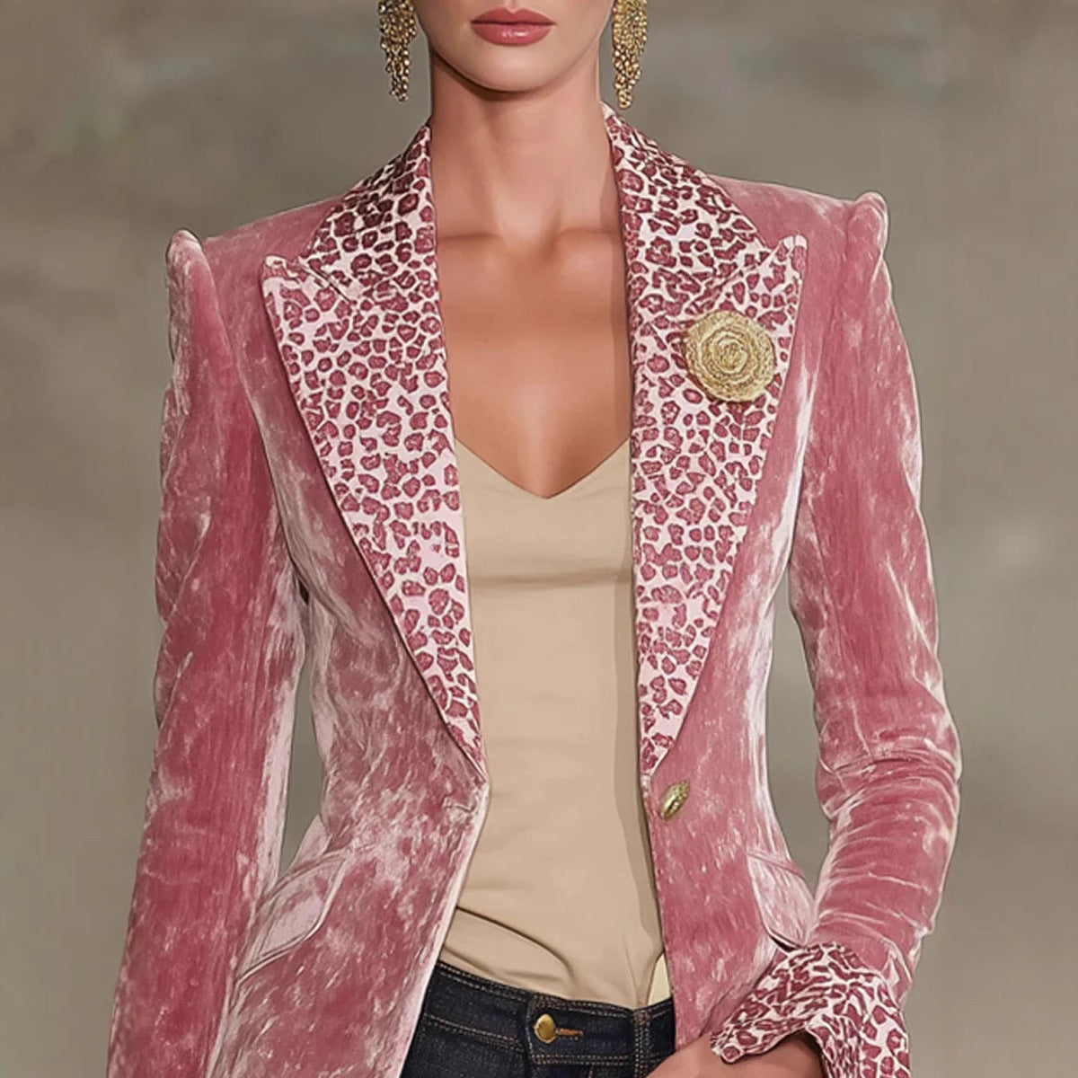 Long-sleeve Lapel Digital Print Top Small Suit