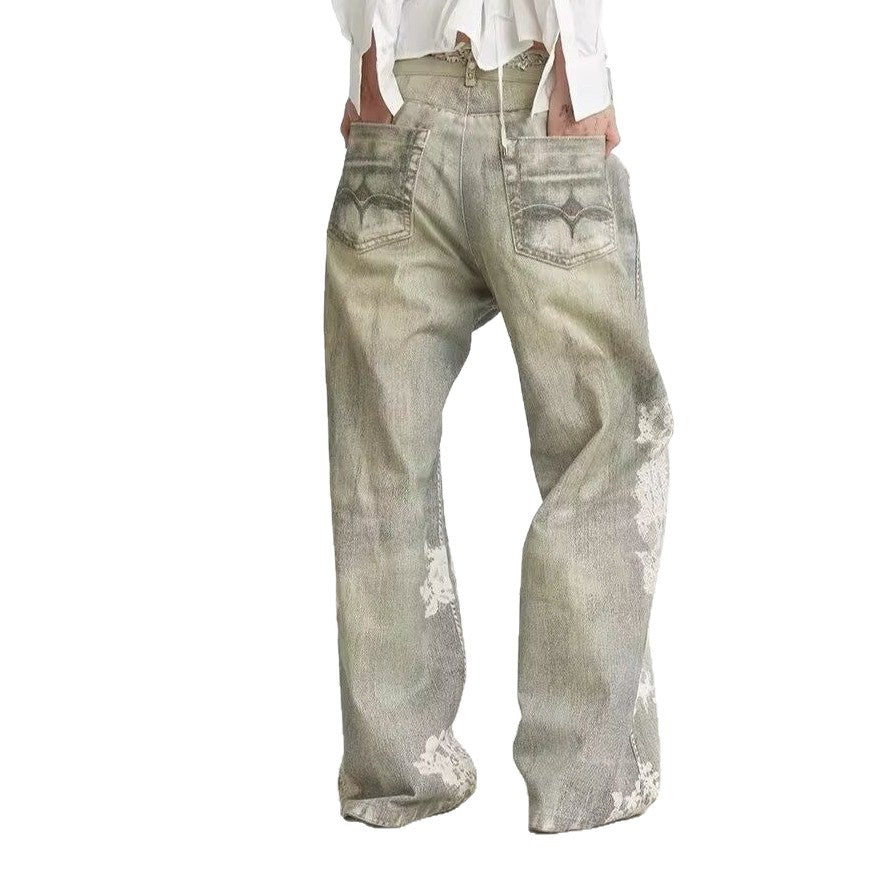 Street Fashion Niche Ripped Straight-leg Pants For Men
