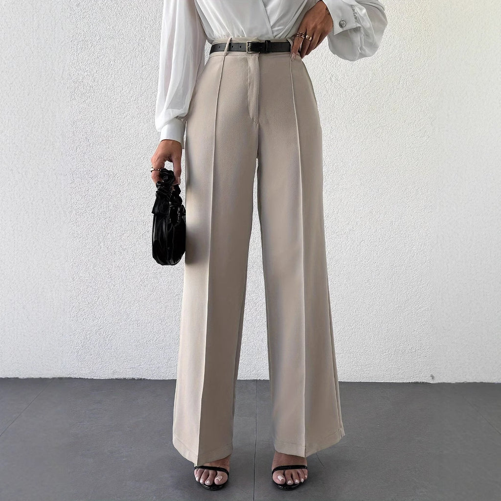 2025 New Fashion Temperament High Waist Slimming And Straight Casual Trousers Side Pocket French Commuter Business Trousers