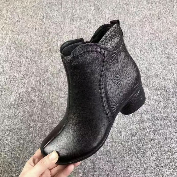 Winter Soft-soled Anti-slip Chunky Heel Warm Fleece-lined Cold-proof Boots