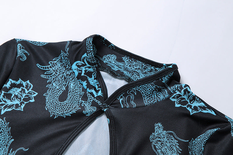 Fashion Women's Wear Round Neck Hollow-out Short Sleeve Slim Dress