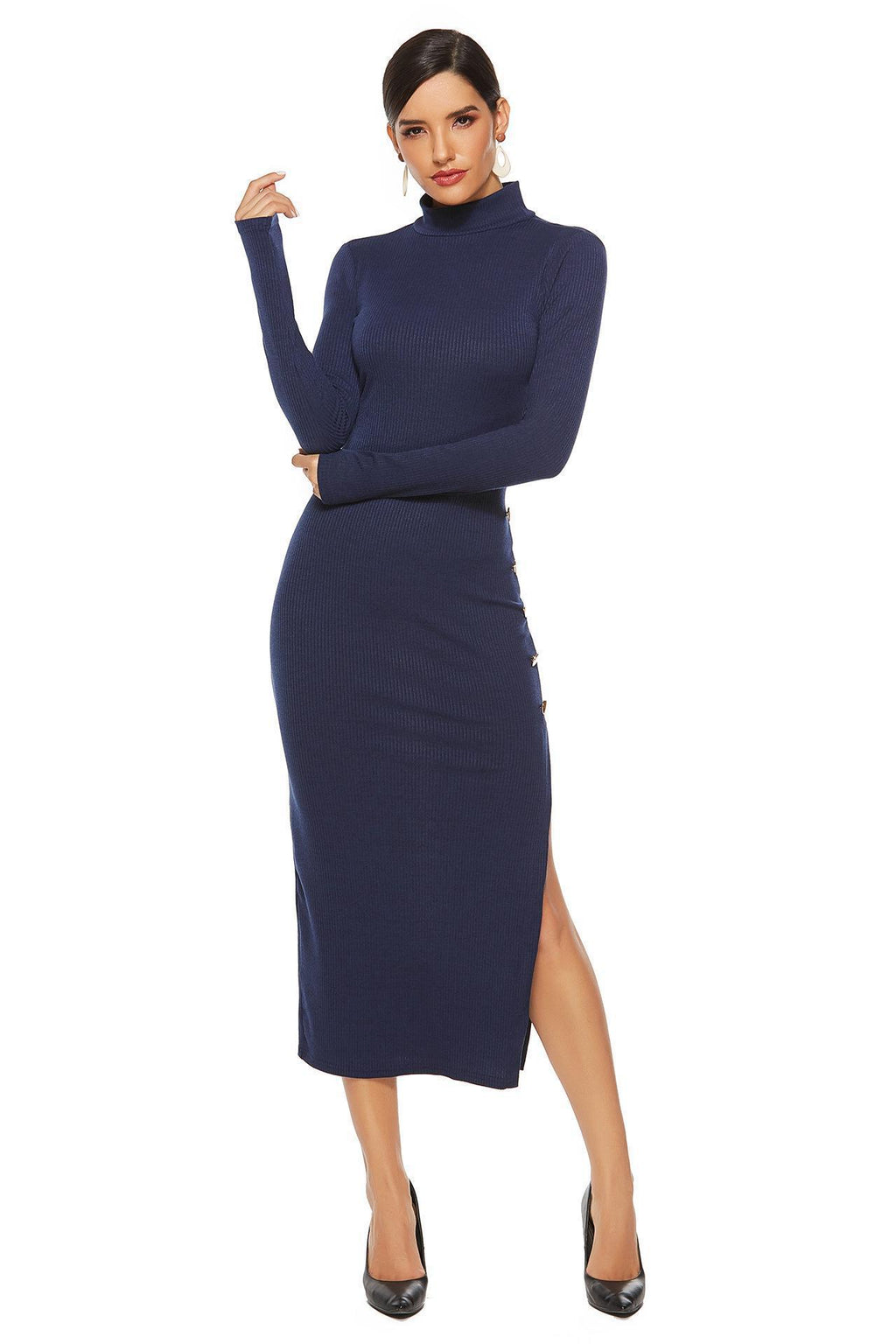 Tight Dress With Knitted Slits