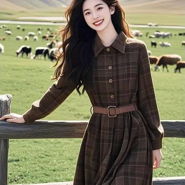 Fashion Temperament Thickening Coffee Color Inner Wear Dress