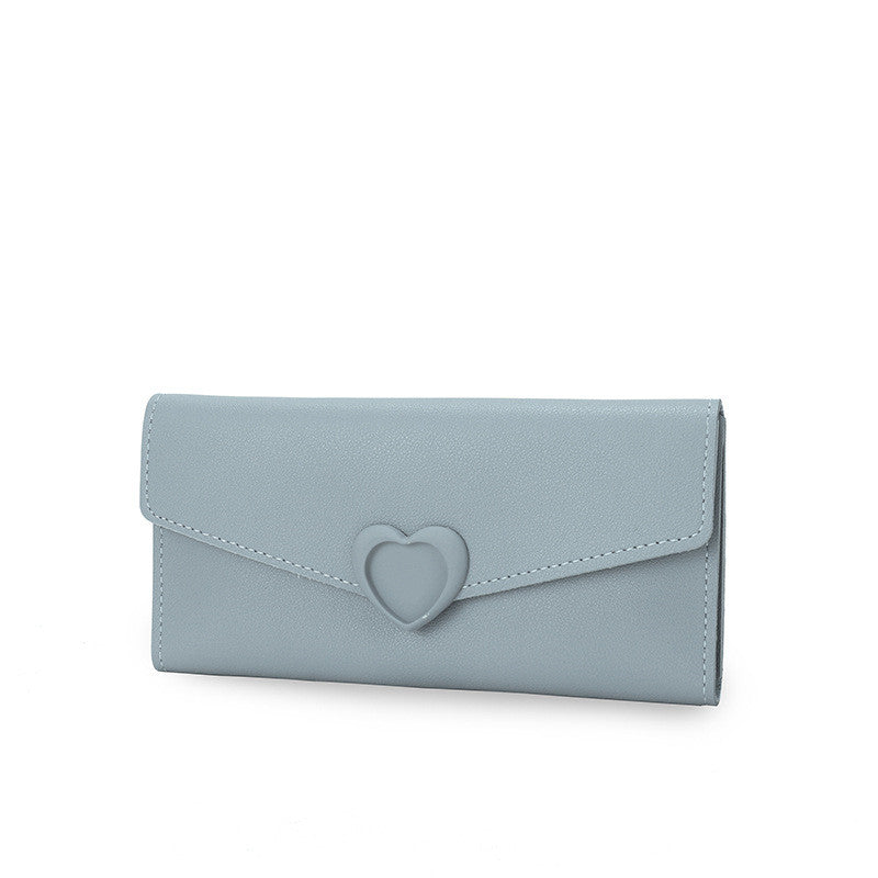 New ladies wallet Love Simple and stylish large capacity multi-card buckle wallet