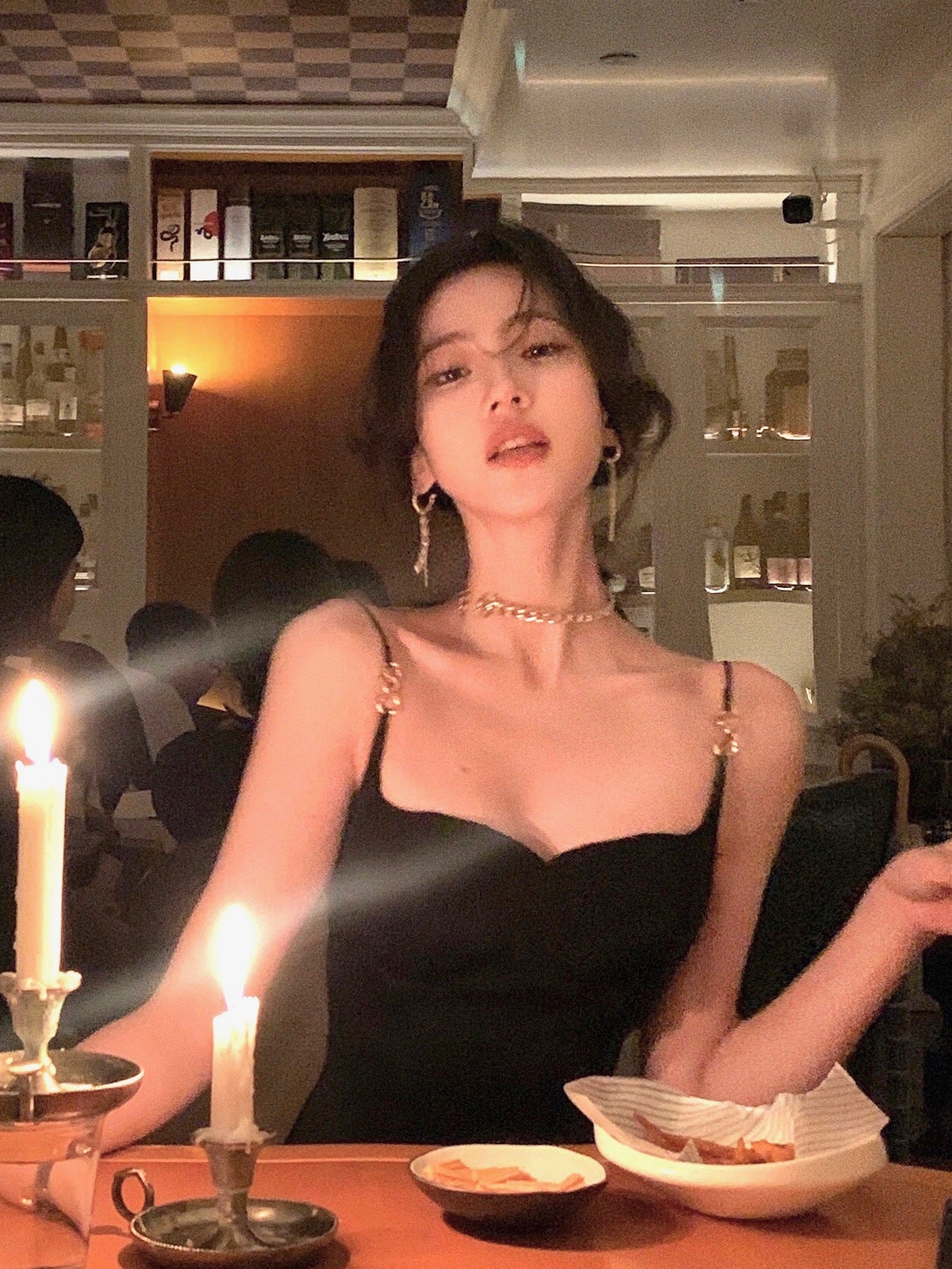 Women's French-style Split Sling Acetate Knitted Dress