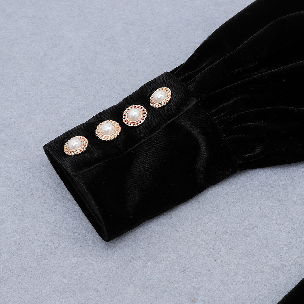 Sexy Celebrity Style Waist Slim Banquet Dress Temperament Velvet Dress