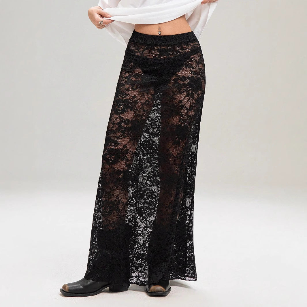 Slim-fit Sheath Street Fashion High Waist Lace Skirt