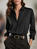 Women's Solid Color Loose Button Lapel Shirt