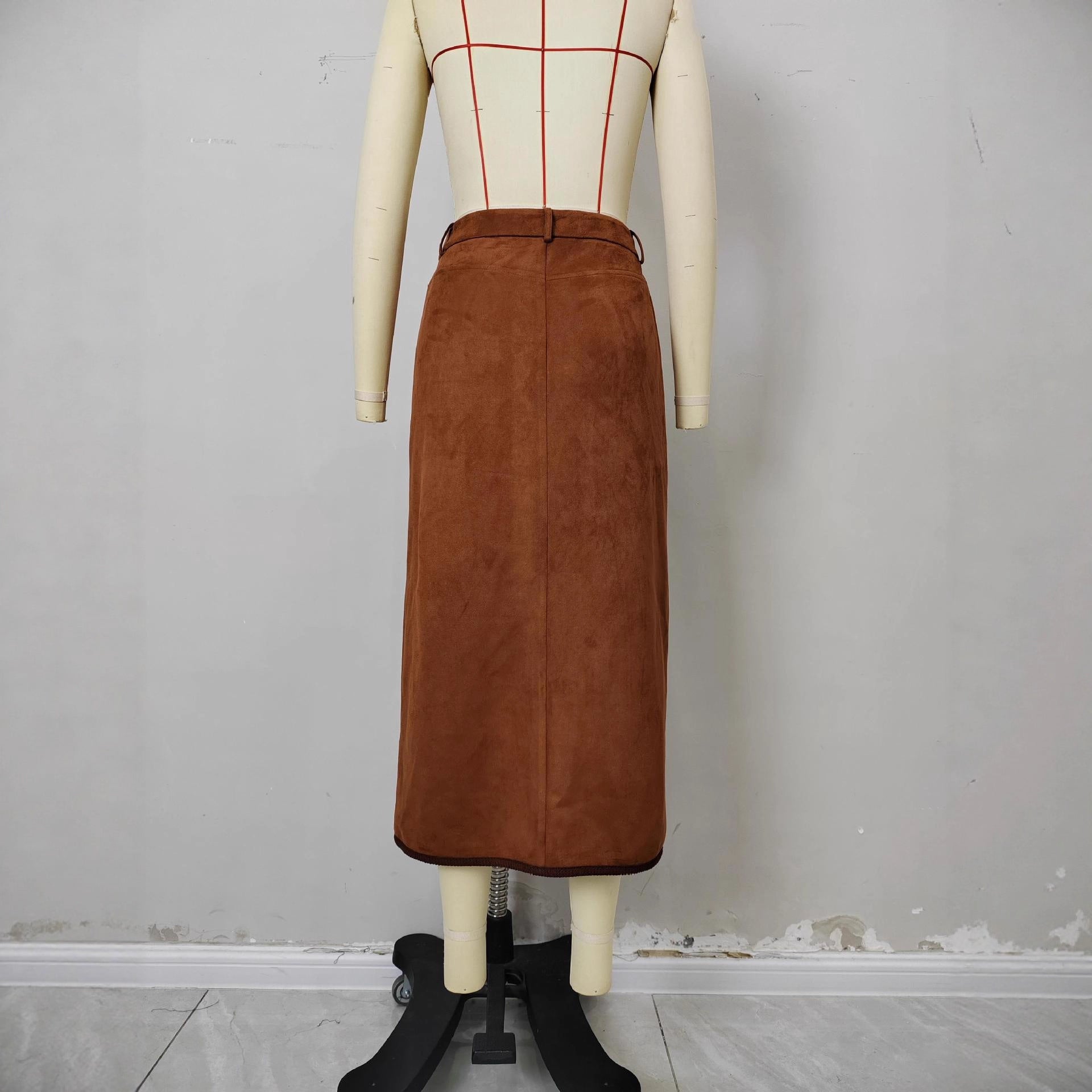 Women's Single-breasted High-waist Classic Fashionable Skirt