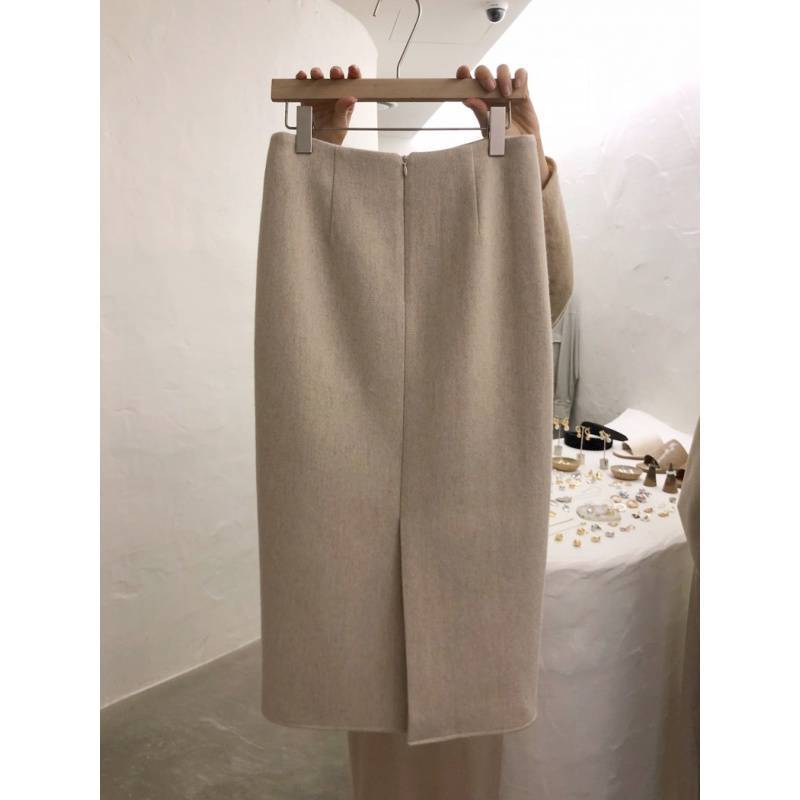 Vintage Slim Woolen Japanese Autumn Winter One Step Skirt