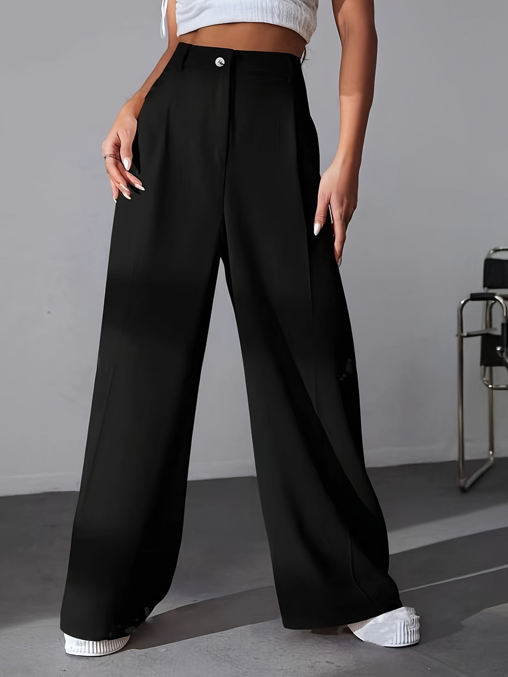 European And American New Women's Trousers Solid Color Casual Straight Pants