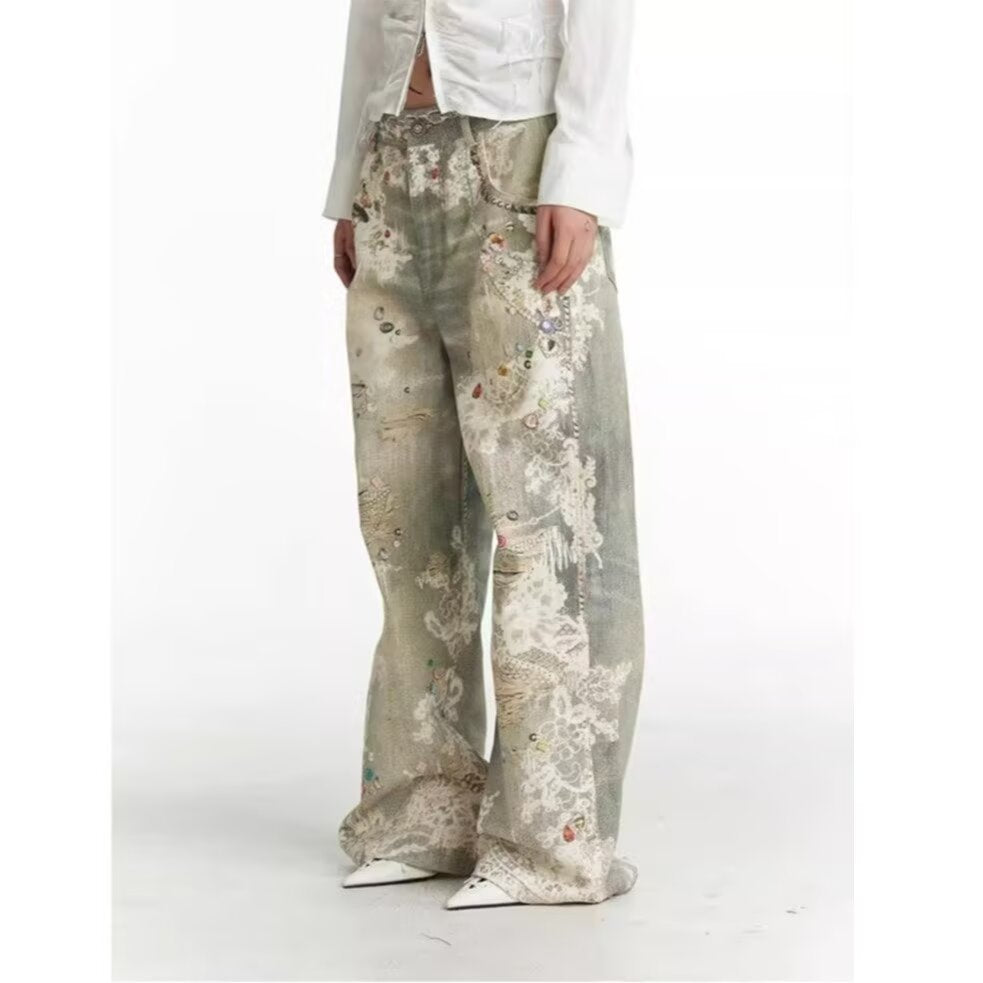 Street Fashion Niche Ripped Straight-leg Pants For Men