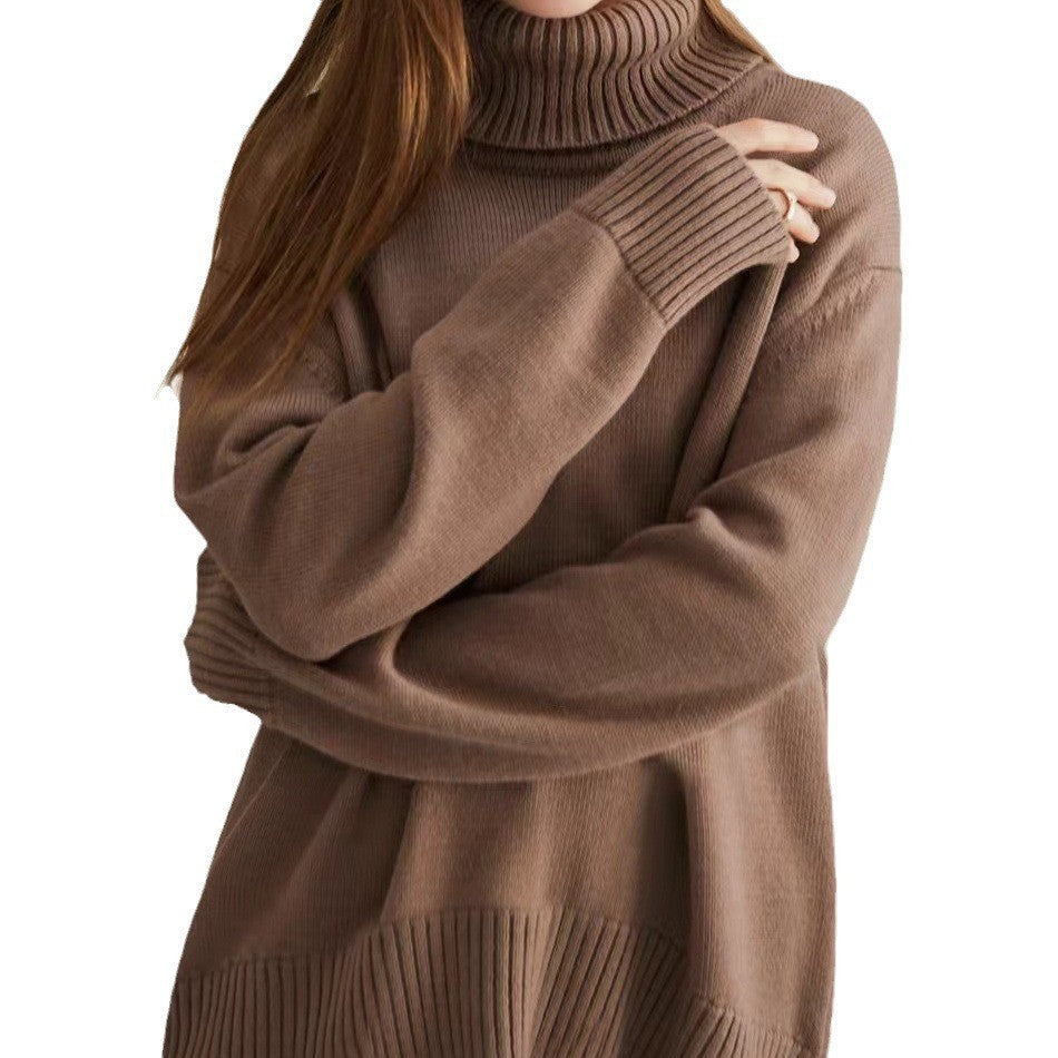 Soft And Comfortable High Polo Collar Solid Color Pullover