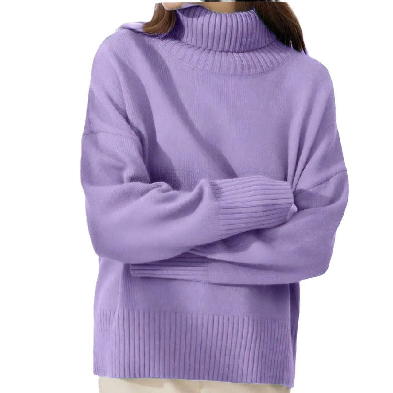 Soft And Comfortable High Polo Collar Solid Color Pullover