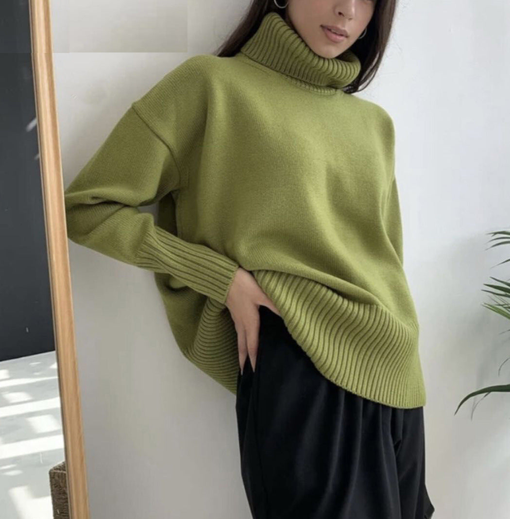 Women's Loose Casual Solid Color Turtleneck Sweater