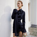 French Elegant Matte Satin Flared Sleeve Dress