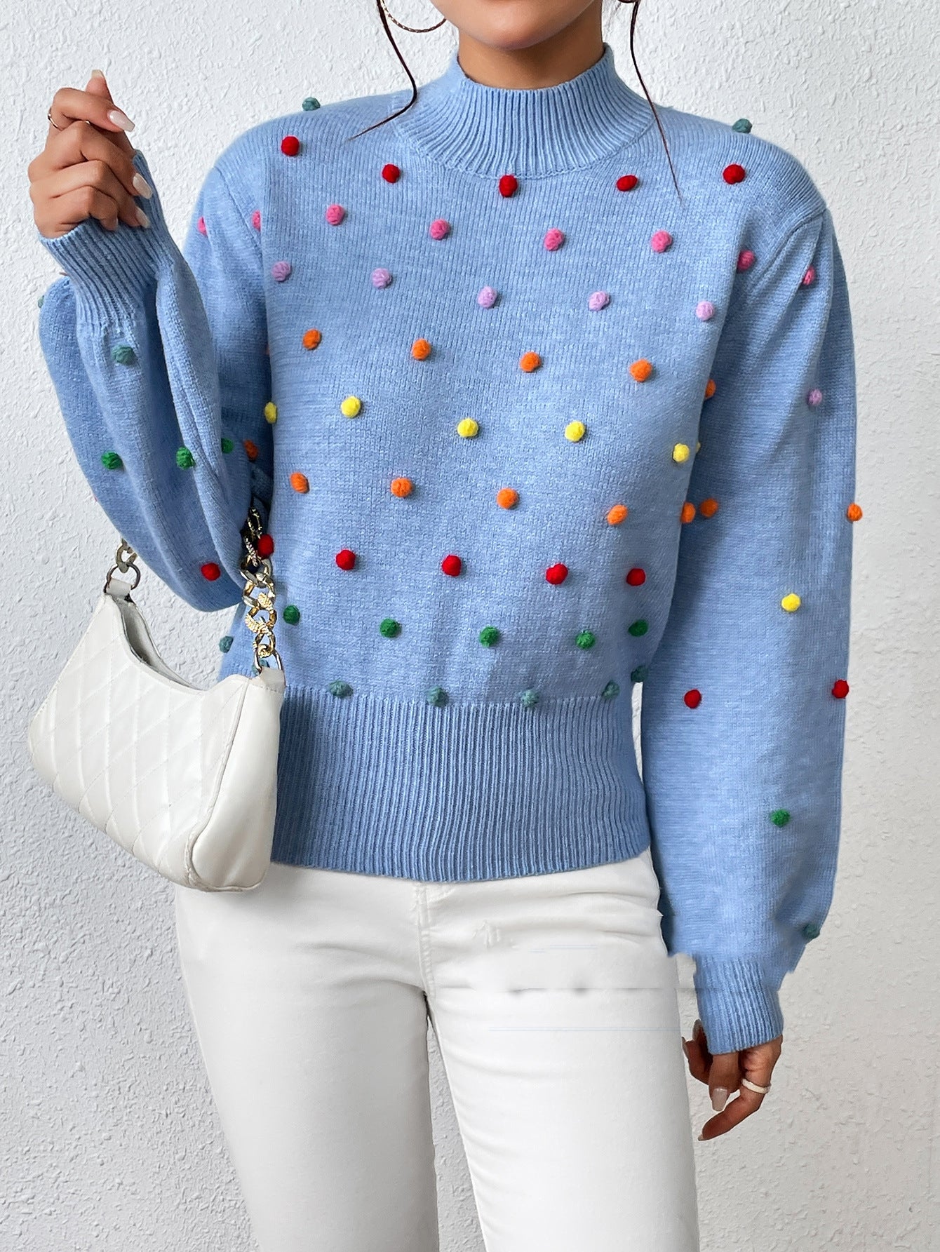 Women's Color Yarn Ball Women's Knitwear Hot Fashion Sweater Female