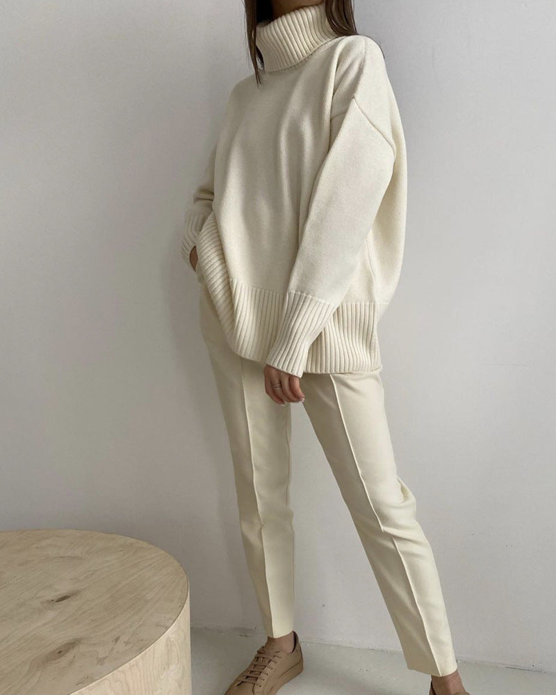 Women's Loose Casual Solid Color Turtleneck Sweater