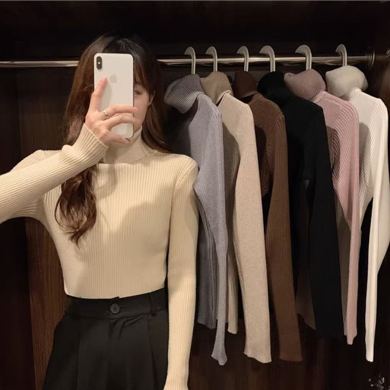 Turtleneck Knitted Sweater For Women AutumnWinter 2024 New Arrival