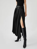 Women's High Waist Slimming Slit Pleated Skirt