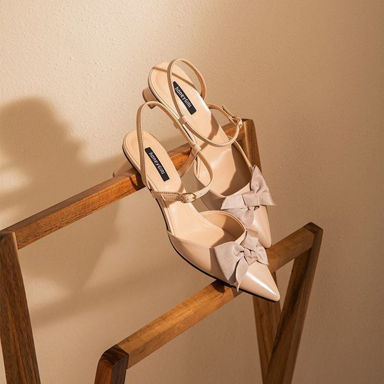 Women's New Pointed Toe Single Chunky Heel Toe Sandals